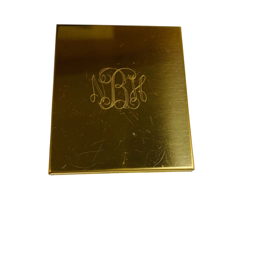 Vintage Monogrammed and‎ Inscribed Goldtone Compact Mirror "NBH" "Love Cindy"